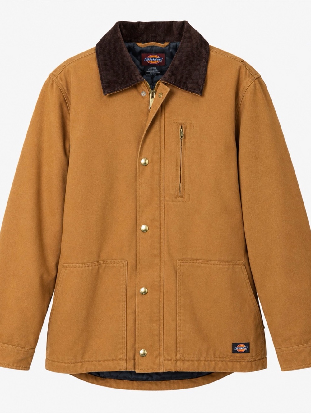 Dickies Work Jacket Caramel Brown Canvas Corduroy Collar Size L